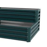 Outsunny Carré potager de jardin fond ouvert 2 étages pour herbes légumes fruits fleurs 120 x 101 x 58 cm vert(m-12)