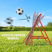 HOMCOM Rebounder für Fußball, 84 x 84 cm Fussball Rebounder mit stufenlos verstellbarem Winkel, Kickback Rückprallwand Fußballtor für Jugendliche Schuss-, Pass- und Ballannahmetraining Rot(m-5)