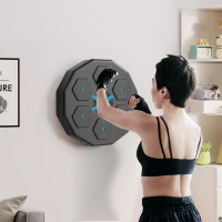 SPORTNOW Mașină de box muzicală montată pe perete, cu conexiune Bluetooth și lumini albastre, 40x40 cm, negru(m-2)