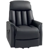 HOMCOM Poltrona Elétrica com Função de Elevação, Poltrona para TV, Poltrona com Assistência para Levantar, Função Reclinável, Couro Sintético, 80 x 94 x 104 cm, Preto(m-7)