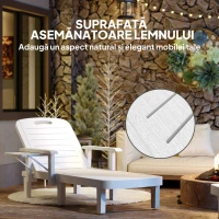 Outsunny Set 2 Șezlonguri cu Spătar Reglabil în 5 Poziții, Măsuță și Brațe Ergonomice, 79x158x88 cm, Alb(m-7)