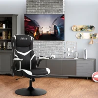 Vinsetto Poltrona da Gaming da Ufficio Ergonomica, Altezza Regolabile, Base Fissa, Braccioli Pieghevoli Nero e Bianco(m-10)