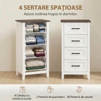 HOMCOM Comodă îngustă compactă economisire spațiu, MDF, 45 x 35 x 87 cm, Alb și Maro(m-5)