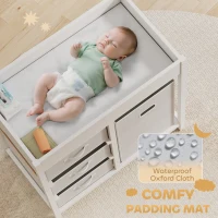AIYAPLAY Baby Changing Unit with 4 Storage Drawers, Mat for Bedroom Nursery, 84 x 84.5 cm, White(m-6)