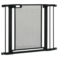 PawHut Pressure Fit Safety Gate, for Staircases, Hallways, Doorways w/ Extensions Kit, 75-103CM Adjustable Width - Black(m-10)