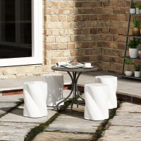 Outsunny Sitzhocker aus Keramik in Spiralform 120kg belastbar Ø33 x 45 cm Wetterfest Garten Hocker mit Deckel Weiß(m-10)