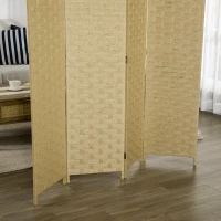 HOMCOM Paravent 4-teilig 159,5x169,5cm Raumteiler aus Wellenfaser für Wohnzimmer Braun(m-9)