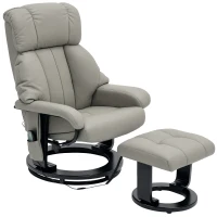 HOMCOM Poltrona Relax com Função de Massagem Poltrona para TV com Bolso Lateral Couro Sintético Cinza(m-1)