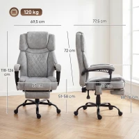 HOMCOM Hochlehner Massage-Bürostuhl mit Vibration, Wärmefunktion, verstellbarer Rückenlehne, Fußstütze, Fernbedienung, grau(m-3)