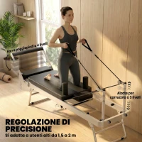 SPORTNOW Reformer Pilates Pieghevole per Casa con 2 Bande Elastiche(m-6)