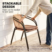 Outsunny 3 Pieces Rattan Bistro Set - Brown(m-5)