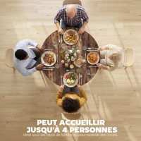 HOMCOM Table à manger ronde pour 4 personnes, Ø 100 x 76 cm, table de cuisine avec large plateau et étagère, brun rustique(m-4)