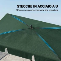 Outsunny Ombrellone da Giardino Rettangolare 2x1.3m con Inclinazione Regolabile e Palo in Alluminio, Verde e Nero(m-5)