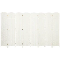 HOMCOM 8-teiliger Raumtrenner, Faltbarer Sichtschutz, Sichtschutzwand für Wohnzimmer, Schlafzimmer, Homeoffice, Weiß(m-11)