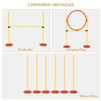 PawHut Dog Agility Equipment Training Portable Obstacle for Pet w/Adjustable Hurdles, Jumping Ring, Weave Poles(m-4)