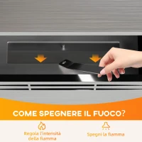 HOMCOM Camino a Bioetanolo da Incasso in Acciaio, Capacità 0.9L e Durata 3.3 Ore, 48x18x59 cm, Argento(m-5)