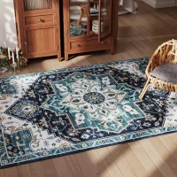 HOMCOM Covor Boho Antiderapant și Lavabil, Scurt, pentru Living și Cameră, 230x160 cm, Multicolor(m-10)