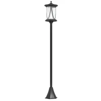 Outsunny Lampadaire solaire extérieur lampadaire de jardin LED avec interrupteur marche/arrêt 17 x 17 x 127 cm noir(m-12)