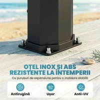 Outsunny Duș Solar 60L, Duș de Grădină Exterior cu 2 Capete de Duș Încălzit, Negru(m-8)