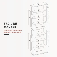 HOMCOM Estantería para CDs y DVDs Estrecha con 8 Compartimentos Estantes Ajustables 58x24x126,3 cm Blanco(m-7)