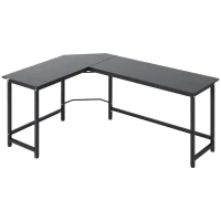 Vinsetto Computertisch Schreibtisch Eckschreibtisch höhenverstellbar Metall Schwarz 168 x 120 x 75 cm(m-1)