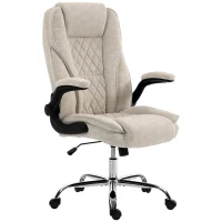 HOMCOM Fauteuil de bureau, chaise bureau ergonomique, hauteur réglable, accoudoirs relevables, 70 x 70 x 114-122 cm, beige(m-17)