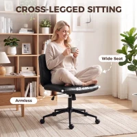 HOMCOM Home Office Desk Chair Height Adjustable Swivel Chair Cross Legged Wide Seat Swivel Wheels Black(m-4)