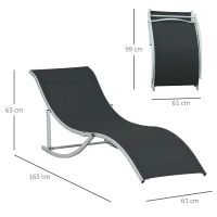 Outsunny Set 2 sezlonguri de Gradina Pliabile, sezlong pentru Plaja din Aluminiu si Textilen, 61x165x63 cm(m-3)