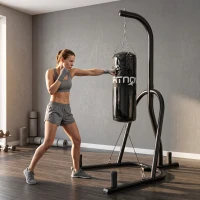 SPORTNOW Soporte para Saco de Boxeo Independiente con Saco Cuerda Elástica y Cadena 360° de Acero Negro(m-4)