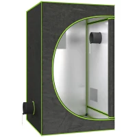 Outsunny Grow Tent 120 x 120 x 200 cm, Reflective Mylar Hydroponic Growing Tent with 600D Oxford Fabric, Observation Window, Vent, Zipper Door for Indoor Plant Growing, Black(m-1)