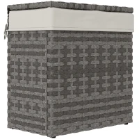 Outsunny Cesta Contenitore da Giardino e Casa in Rattan con Tessuto Interno, 57x34x62cm, Grigio(m-1)