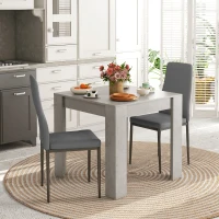 HOMCOM Set de Masă pentru 3 Persoane cu Masă de Bucătărie 80x80x76 cm și 2 Scaune Moderne 41x50x97 cm, Gri(m-2)