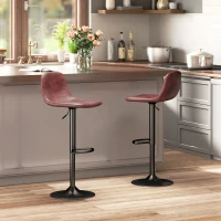 HOMCOM Conjunto 2 Taburetes Altos Ajustables 360° con Respaldo y Reposapiés para Cocina Bar o Comedor 40,5x44x84-104 cm Marrón(m-10)