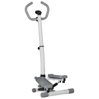 HOMCOM Stepper con Monitor LCD, Manubrio Regolabile ed Elastici, in Acciaio e ABS, Bianco e Grigio(m-1)