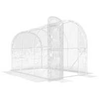 Outsunny Serre de jardin tunnel 3 x 2 x 2 m 6 m² avec porte à charnières bâche en PE 150 g/m² pour Légumes Plantes Fleurs(m-1)