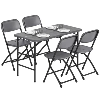 Outsunny Salon de jardin extérieur table de jardin extérieure avec 4 chaises pliables table réglable en hauteur 118 cm gris foncé(m-11)
