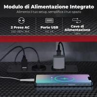 HOMCOM Scrivania da Gaming Angolare con Supporto Monitor, Gancio Cuffie e Portabicchieri, 128x128x88 cm, Nero(m-5)