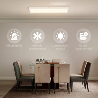 HOMCOM Set 2 Plafoniere LED Subțiri și Minimaliste cu Culoare Reglabilă, din Oțel și Plastic, 60x30x3.7 cm, Alb(m-6)