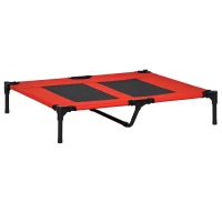 PawHut Pat Ridicat pentru Câini Mari cu Țesătură din Plasă, Greutate Maximă 30 kg, 91,5x76,2x18 cm, Roșu(m-11)