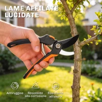 Outsunny Set da Giardinaggio 2 Pezzi con Troncarami e Cesoie, con Impugnatura Morbida e Blocco di Sicurezza(m-16)