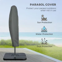 Outsunny 3(m) Garden Banana Parasol Cantilever Umbrella with Crank Handle, Cross Base, Weights and Cover for Outdoor, Hanging Sun Shade, Beige(m-17)