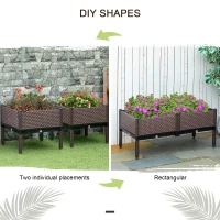 Outsunny 50cm x 50cm x 46.5cm Set of 2 41L Garden Raised Bed, Elevated Planter Box, Flower Vegetables Planting Container with Self-Watering Design and Drainage Holes(m-5)