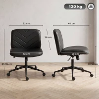 HOMCOM Home Office Desk Chair Height Adjustable Swivel Chair Cross Legged Wide Seat Swivel Wheels Black(m-3)