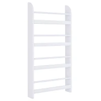 HOMCOM Bookcase, 4 Tier Wall Mounted Bookshelf, 15cm Depth Storage Shelving Rack for Bedroom Nursery Office Home, Accessories Supplies, White(m-1)