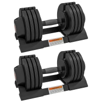 SPORTNOW 2 x 24KG Adjustable Dumbbells Set, 4-in-1 Weights Set with Storage Tray and Non-Slip Handle, Home Gym Fitness Equipment, Black(m-1)