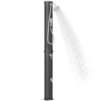 Outsunny Duș Solar 60L, Duș de Grădină Exterior cu 2 Capete de Duș Încălzit, Negru(m-11)