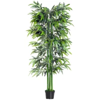 Outsunny Planta Artificial 180 cm con Cañas Maceta Árbol Artificial Decoración para Hogar Salón Oficina Verde(m-11)