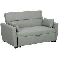 HOMCOM 2-Sitzer Sofa mit Bettfunktion, Verstellbarer Rückenlehne, Polstersofa, Samtoptik, für Wohnzimmer, Schlafzimmer, Hellgrau(m-1)