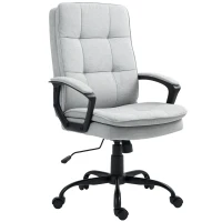 HOMCOM Bürostuhl, Schreibtischstuhl, Kippfunktion, höhenverstellbar, bis 120 kg, Grau(m-12)