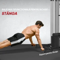 SPORTNOW Stație Fitness Multifuncțională pentru Antrenamentul Corpului, din Oțel și PU, 225x175x200 cm, Neagră(m-6)